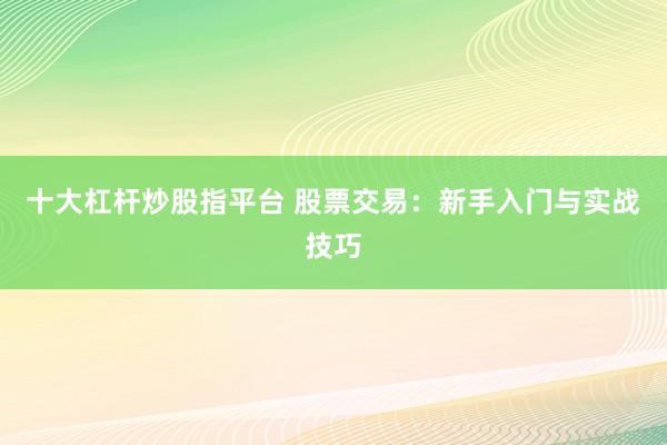 十大杠杆炒股指平台 股票交易：新手入门与实战技巧