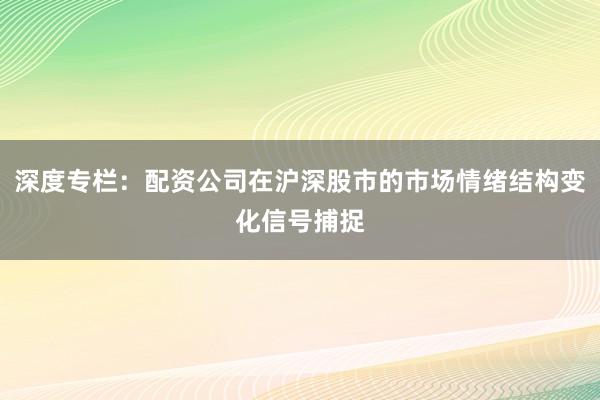 深度专栏：配资公司在沪深股市的市场情绪结构变化信号捕捉