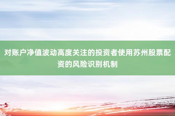 对账户净值波动高度关注的投资者使用苏州股票配资的风险识别机制