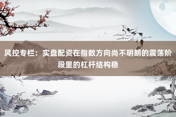 风控专栏：实盘配资在指数方向尚不明朗的震荡阶段里的杠杆结构稳