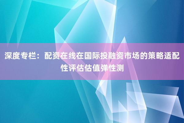 深度专栏：配资在线在国际投融资市场的策略适配性评估估值弹性测